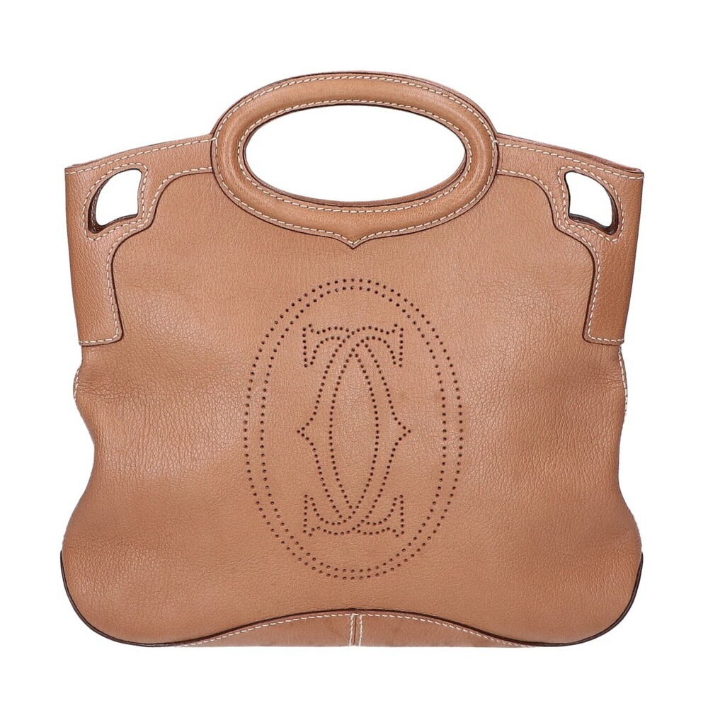 Cartier Marcello de Leather 90s Handbag Camel Women's
